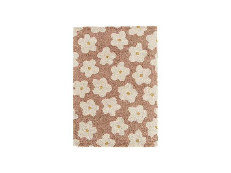 Flora I - Tapis contemporain à motif floral -  Vieux rose - 120x170cm