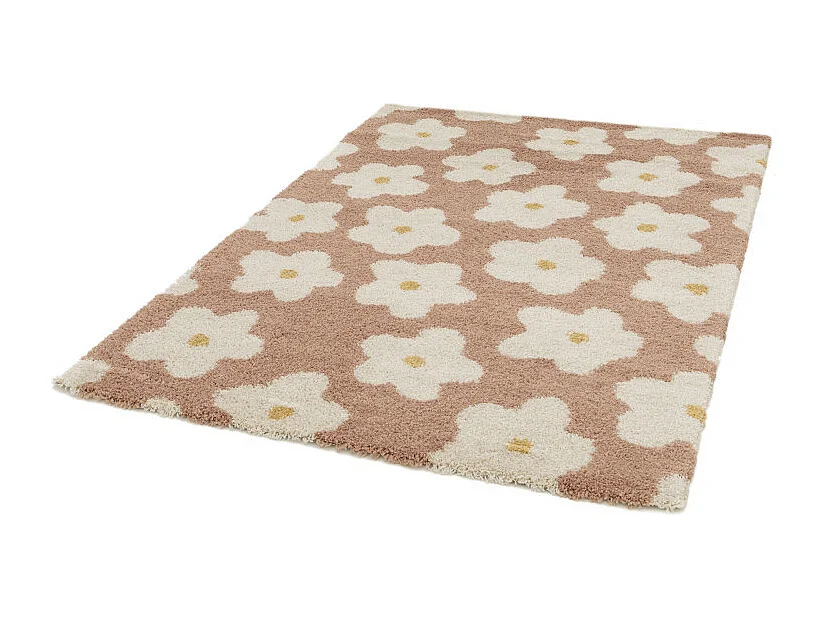 Flora I - Tapis contemporain à motif floral -  Vieux rose - 120x170cm