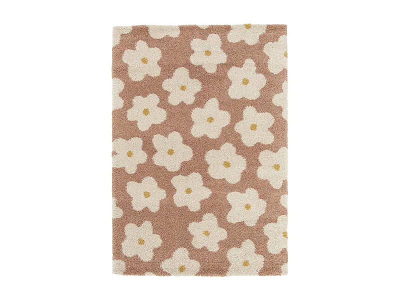 Flora I - Tapis contemporain à motif floral -  Vieux rose - 120x170cm