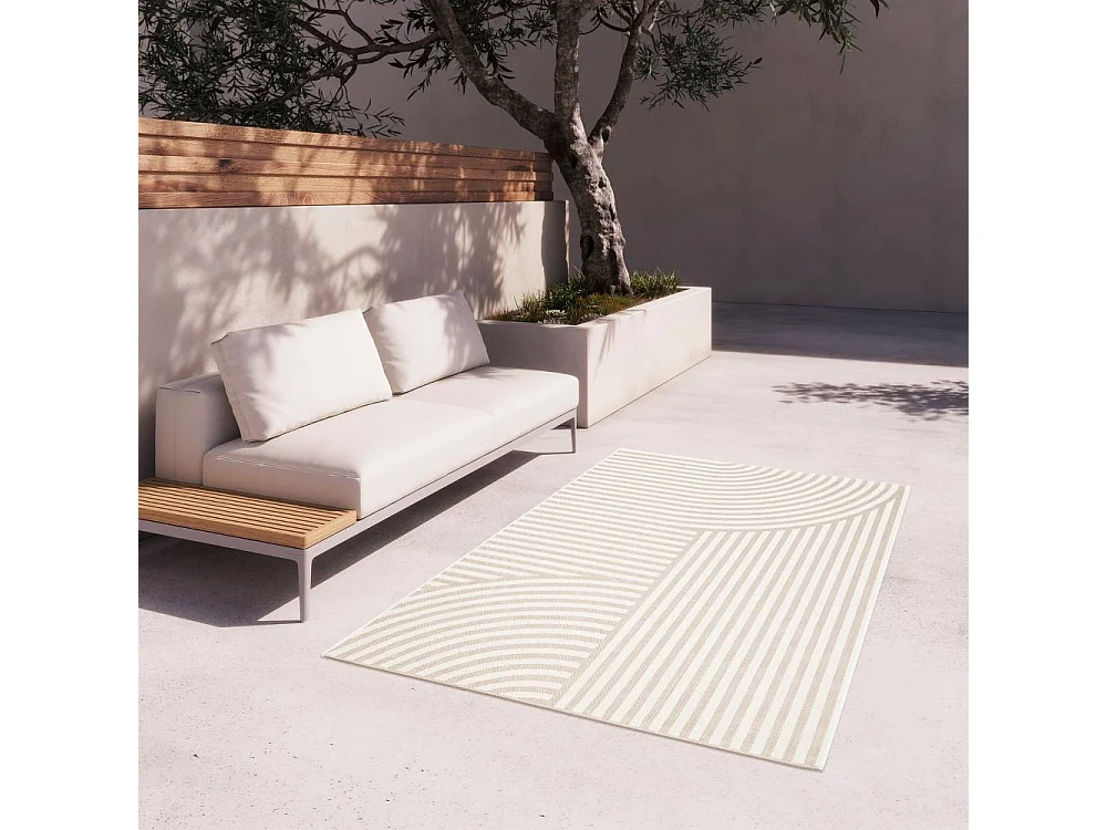 Bizana - Tapis d’extérieur à motif géométrique -  Beige - 160x230cm
