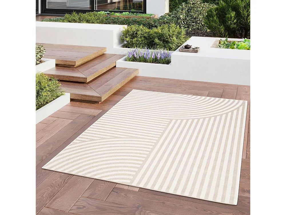 Bizana - Tapis d’extérieur à motif géométrique -  Beige - 160x230cm