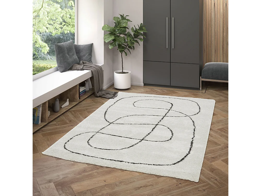 Mona - Tapis contemporain à motif organique -  Beige - 160x230cm