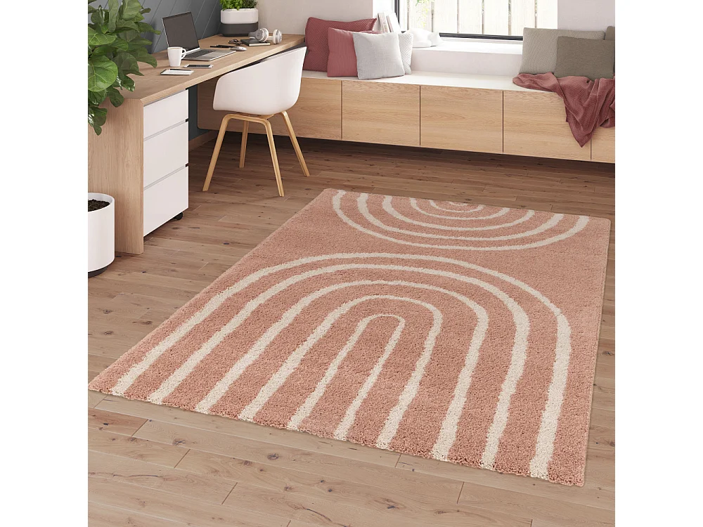 Victoria I - Tapis contemporain à motif géométrique -  Vieux rose - 160x230cm