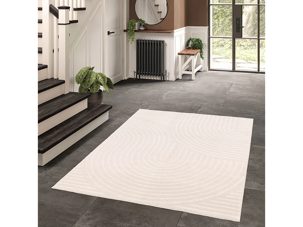 Nora - Tapis contemporain à motif géométrique -  Écru - 160x230cm