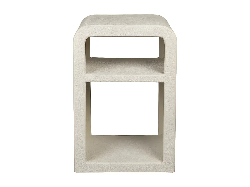 Veda - Table de chevet 2 niches finition marbre recyclé - Ecru