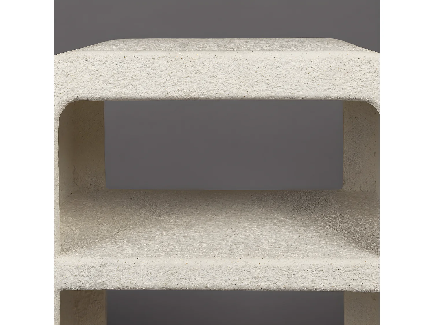 Veda - Table de chevet 2 niches finition marbre recyclé - Ecru