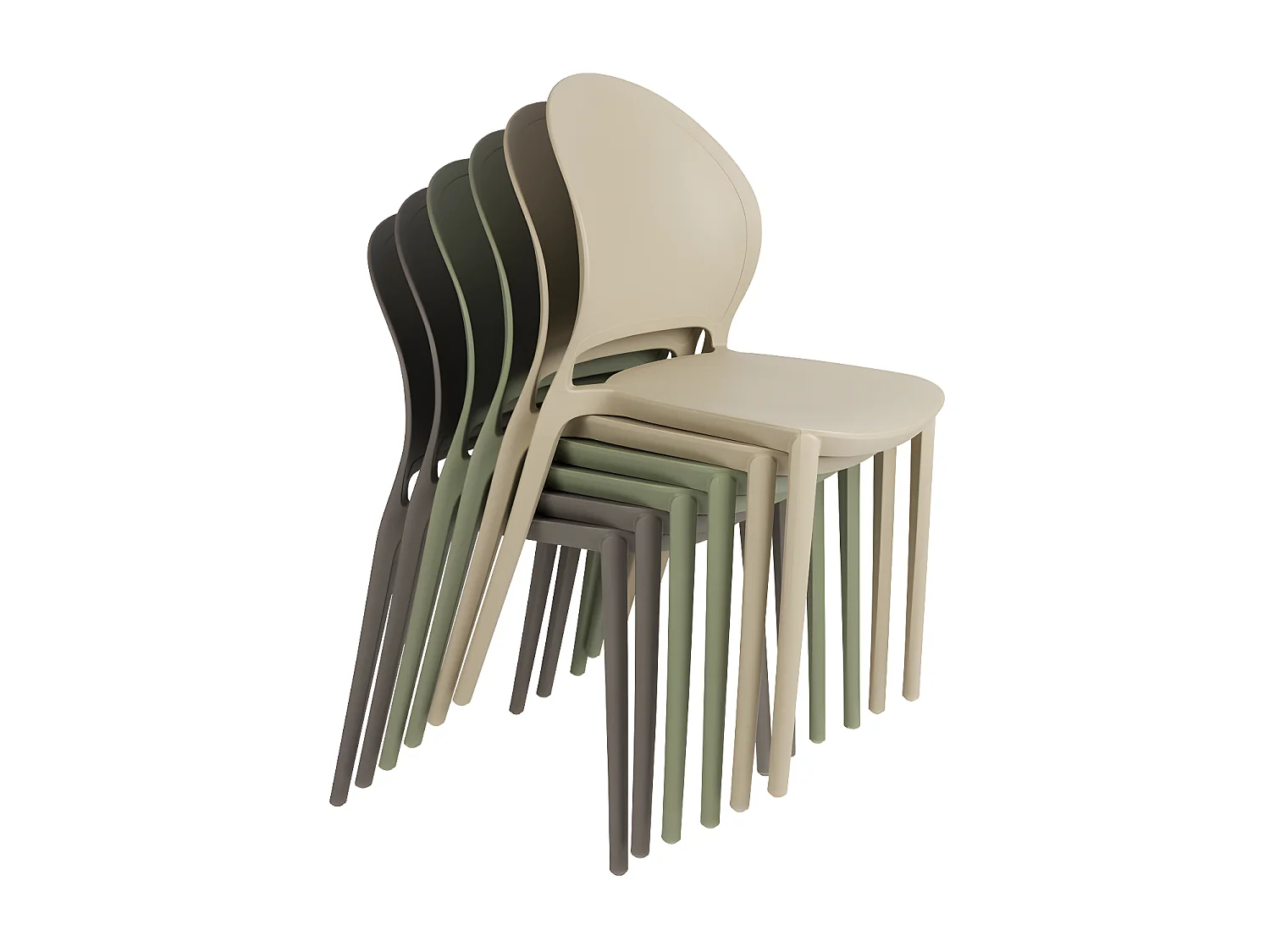 Sjoerd - Lot de 4 chaises intérieur et extérieur en plastique - Taupe