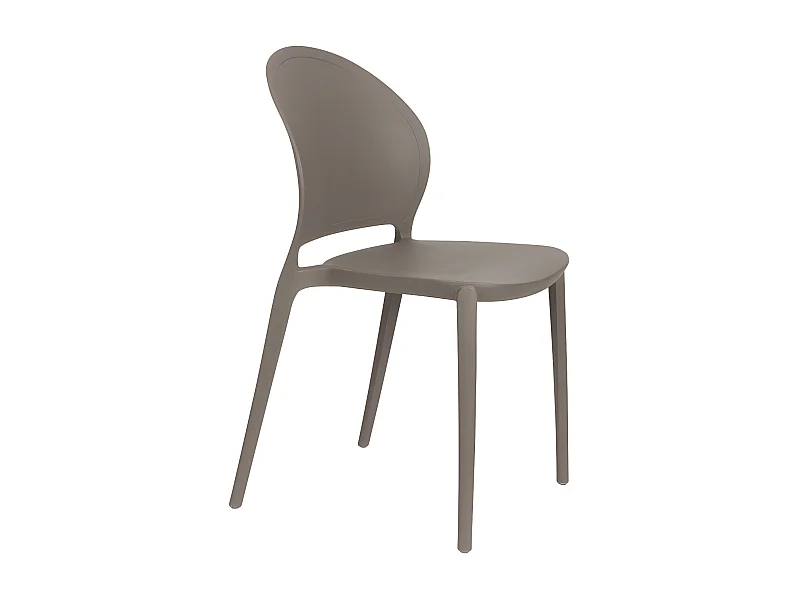 Sjoerd - Lot de 4 chaises intérieur et extérieur en plastique - Taupe
