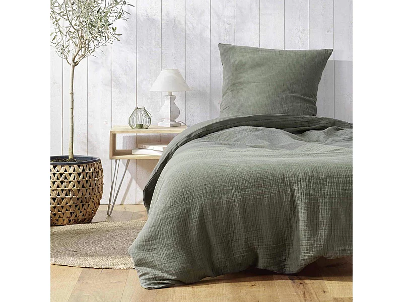 Parure de Lit 2 Pièces "Angélia" 140x200cm Kaki