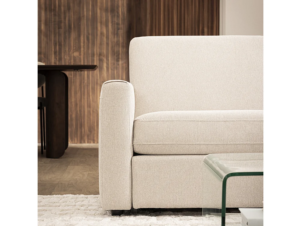 Morena - Canapé convertible express 3 places en tissu - Beige