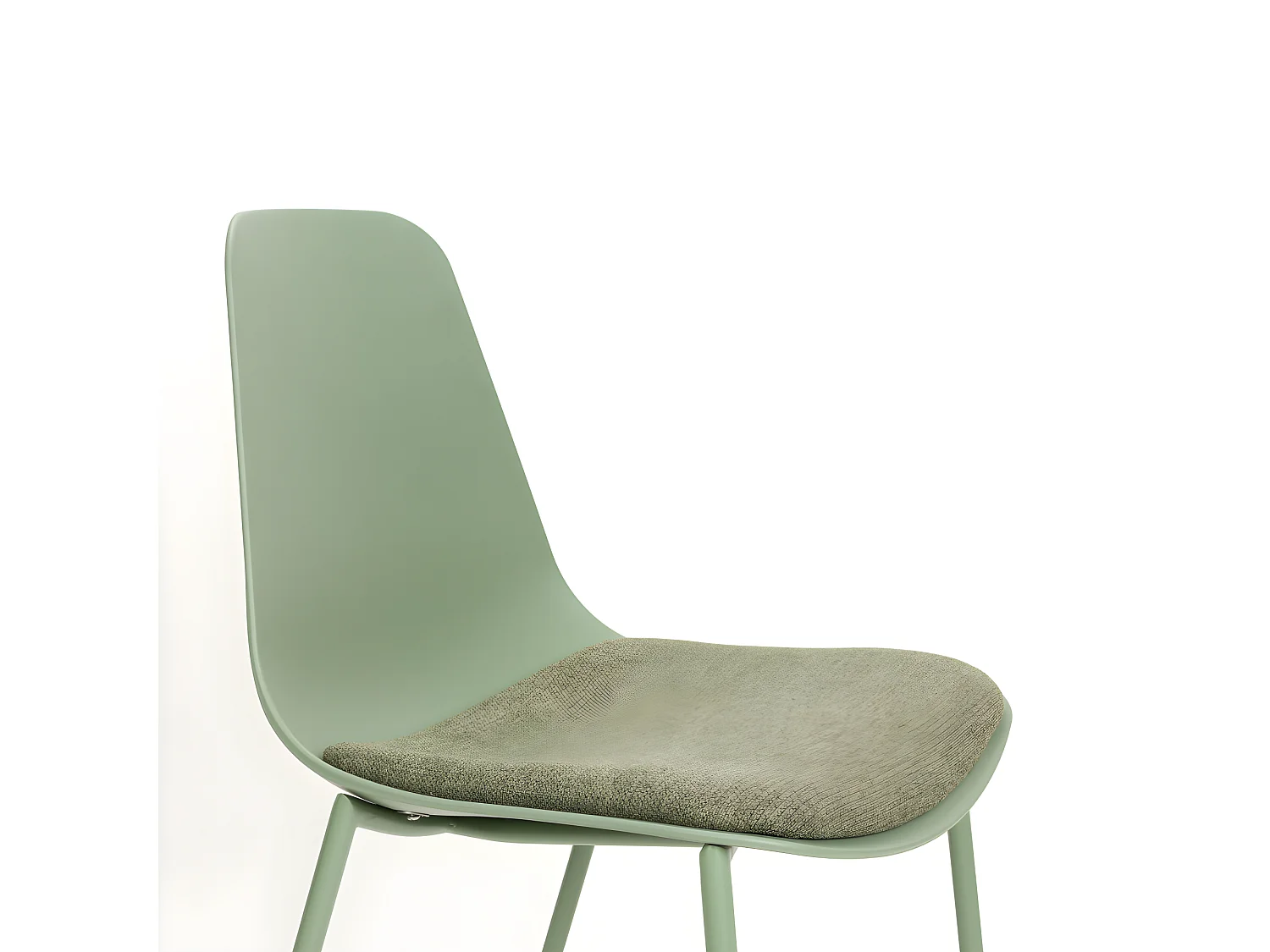Jeffrey - Lot de 4 chaises en plastique, tissu et métal - Vert