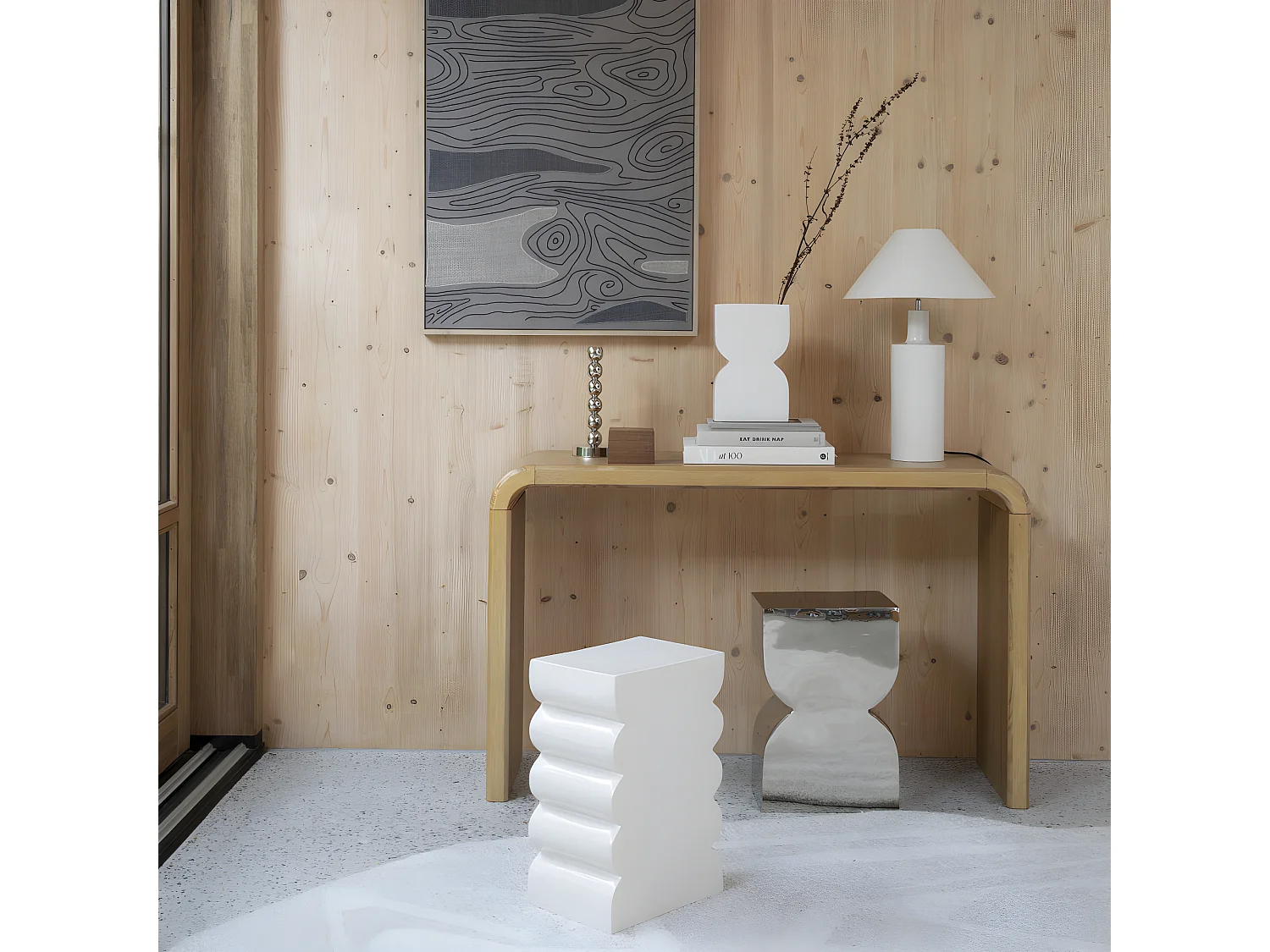 Cones - Table d'appoint en métal 30x21cm - Chrome