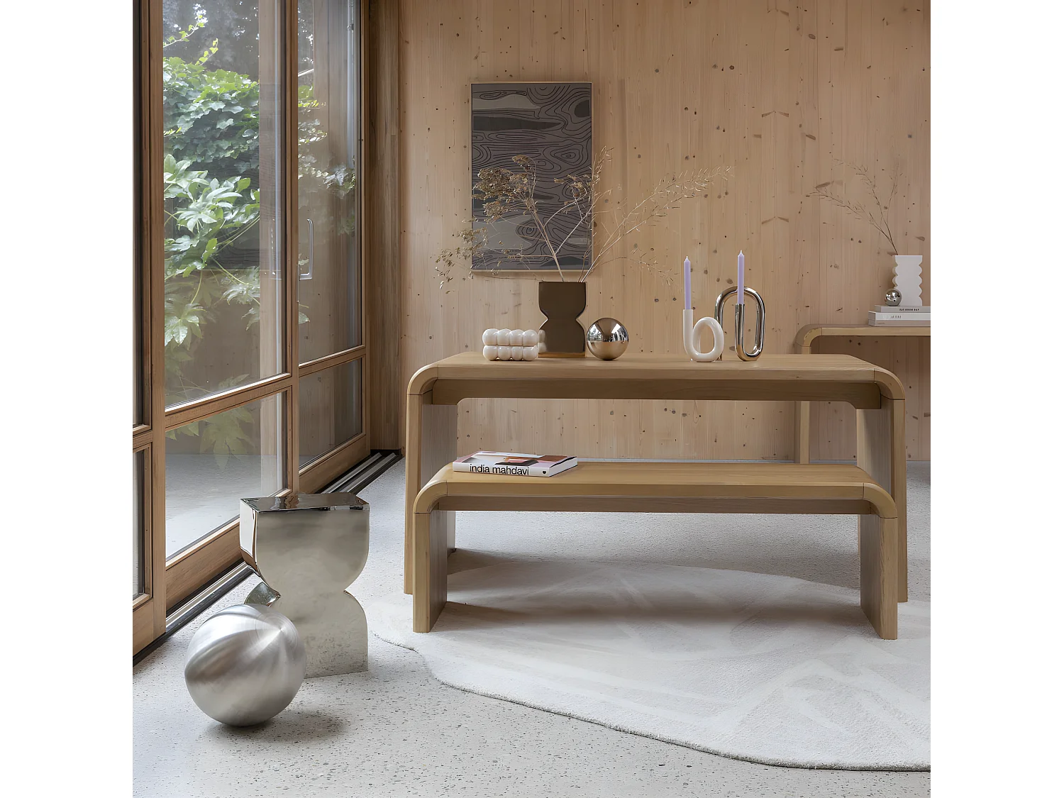 Cones - Table d'appoint en métal 30x21cm - Chrome