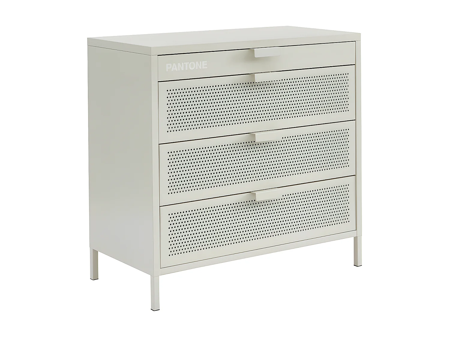 Nino - Commode 4 tiroirs en métal PANTONE L80cm - Beige