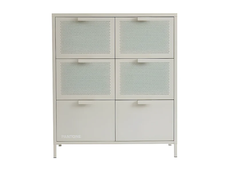 Nino - Commode 6 tiroirs en métal PANTONE L90cm - Beige