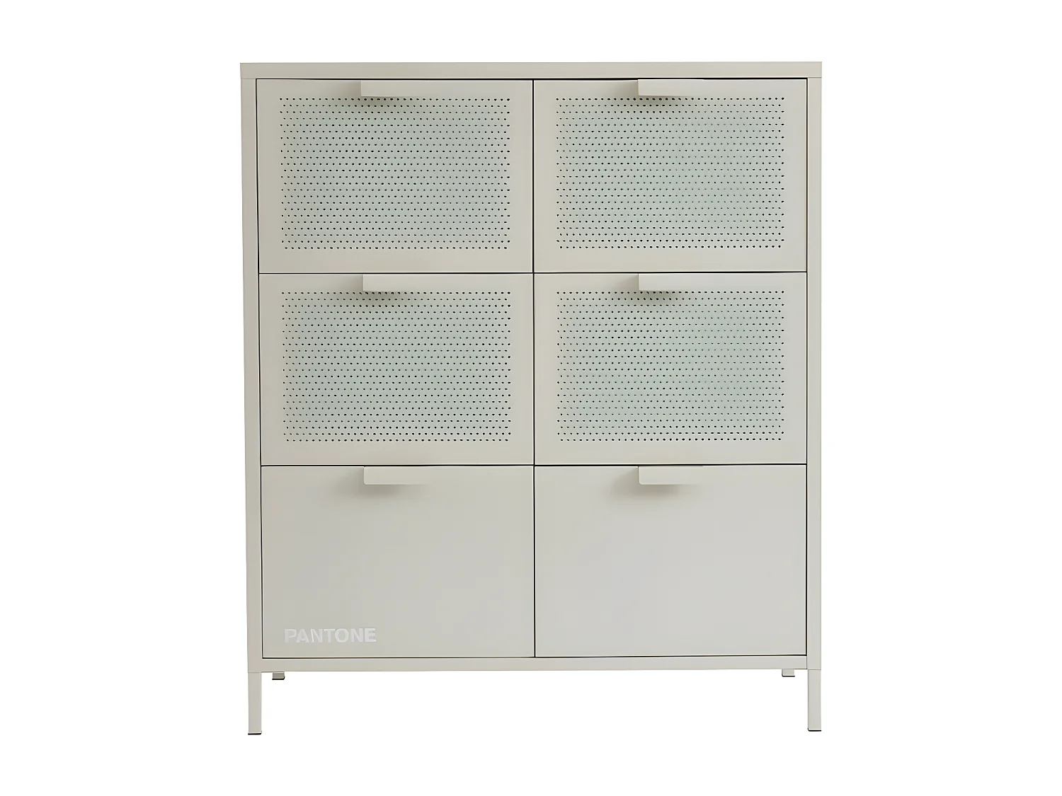 Nino - Commode 6 tiroirs en métal PANTONE L90cm - Beige