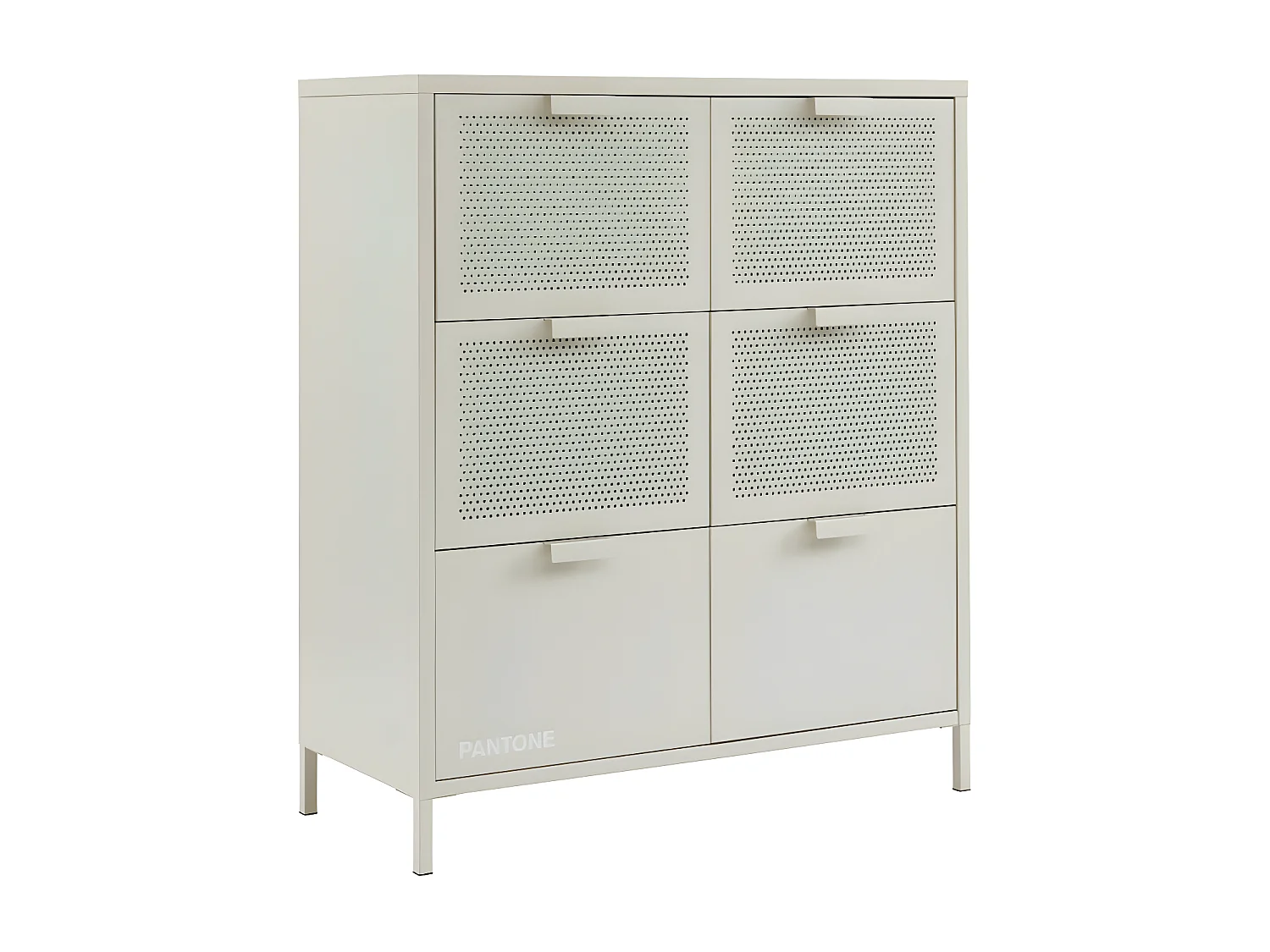 Nino - Commode 6 tiroirs en métal PANTONE L90cm - Beige
