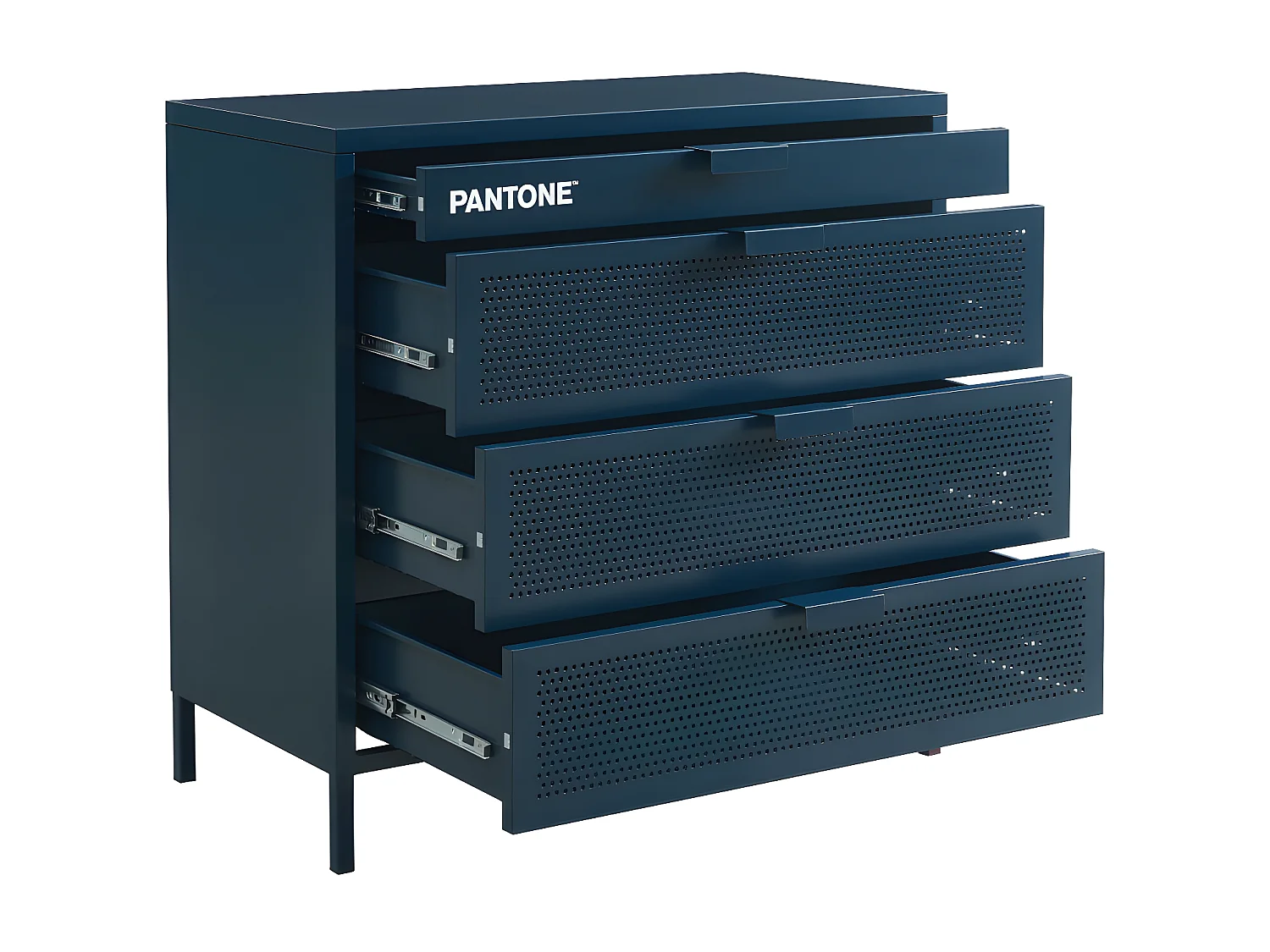 Nino - Commode 4 tiroirs en métal PANTONE L80cm - Bleu nuit