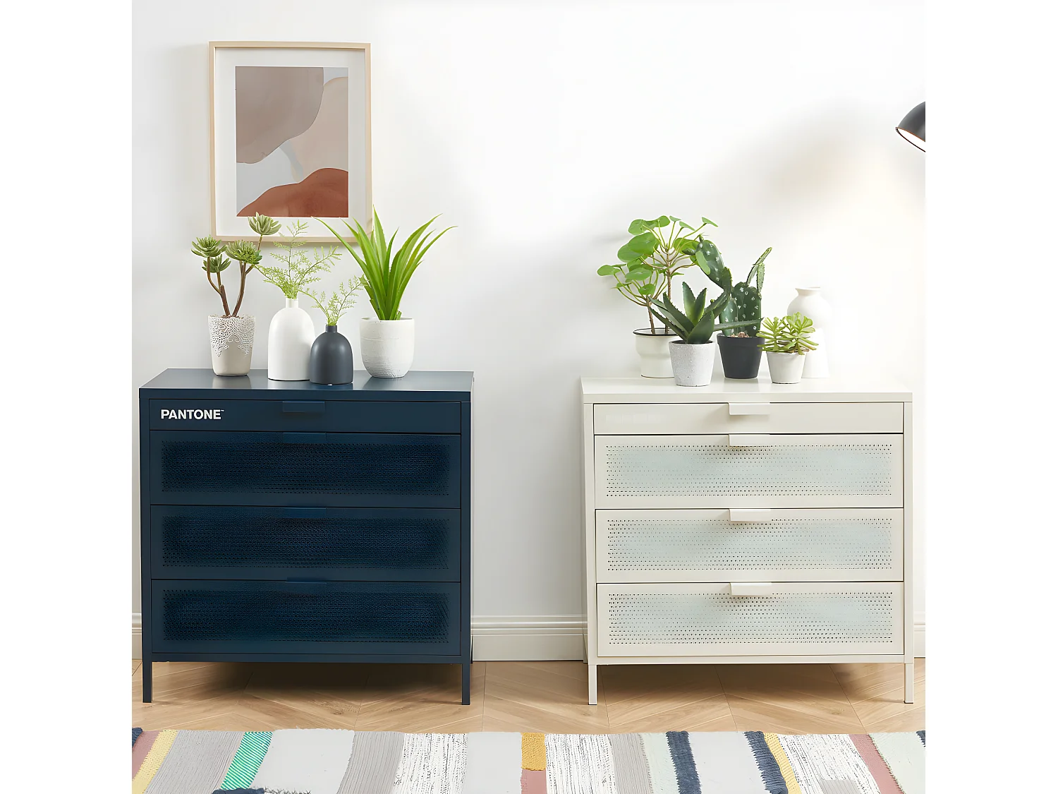 Nino - Commode 4 tiroirs en métal PANTONE L80cm - Bleu nuit