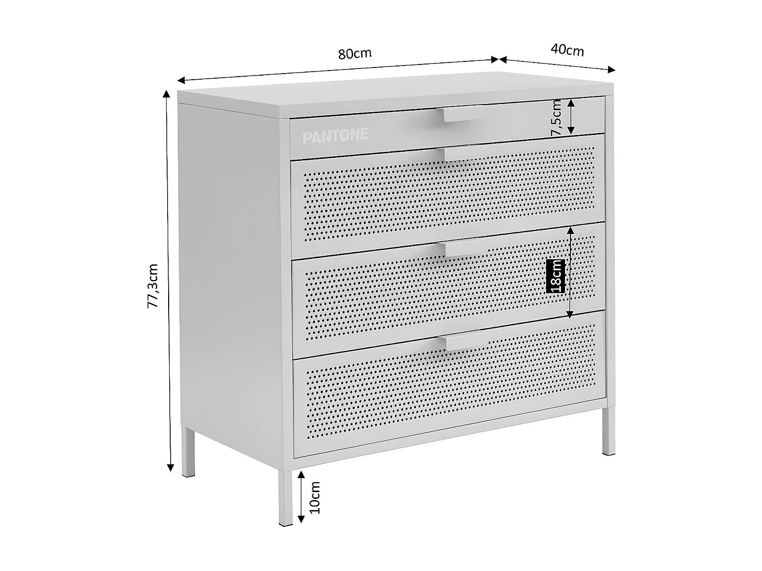 Nino - Commode 4 tiroirs en métal PANTONE L80cm - Bleu nuit