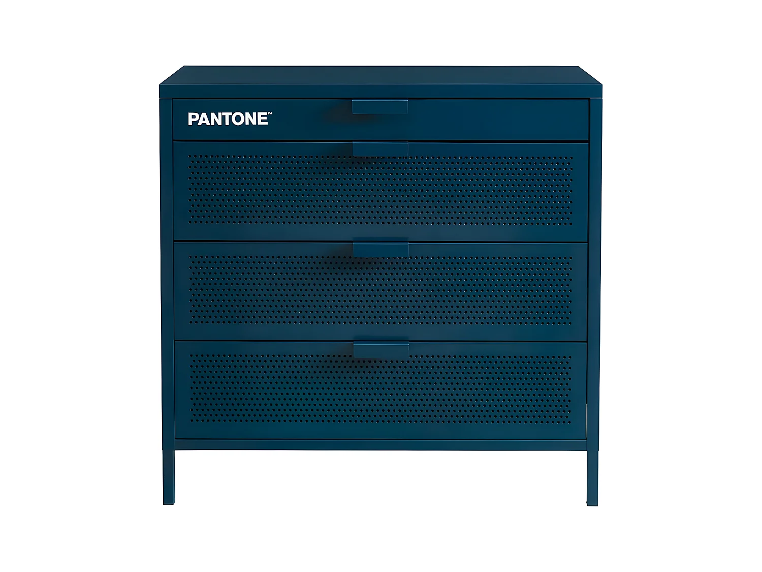 Nino - Commode 4 tiroirs en métal PANTONE L80cm - Bleu nuit