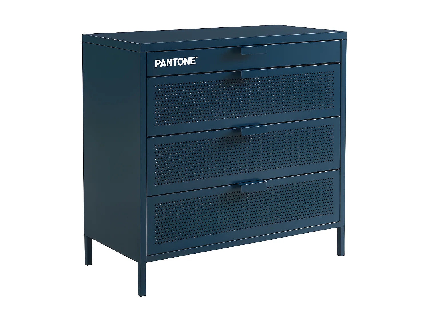 Nino - Commode 4 tiroirs en métal PANTONE L80cm - Bleu nuit