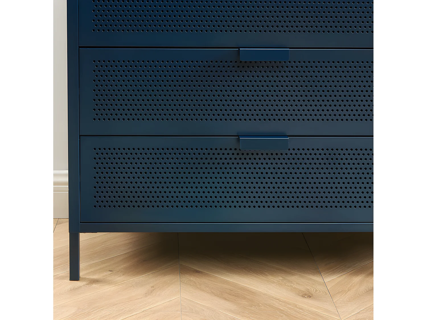 Nino - Commode 4 tiroirs en métal PANTONE L80cm - Bleu nuit