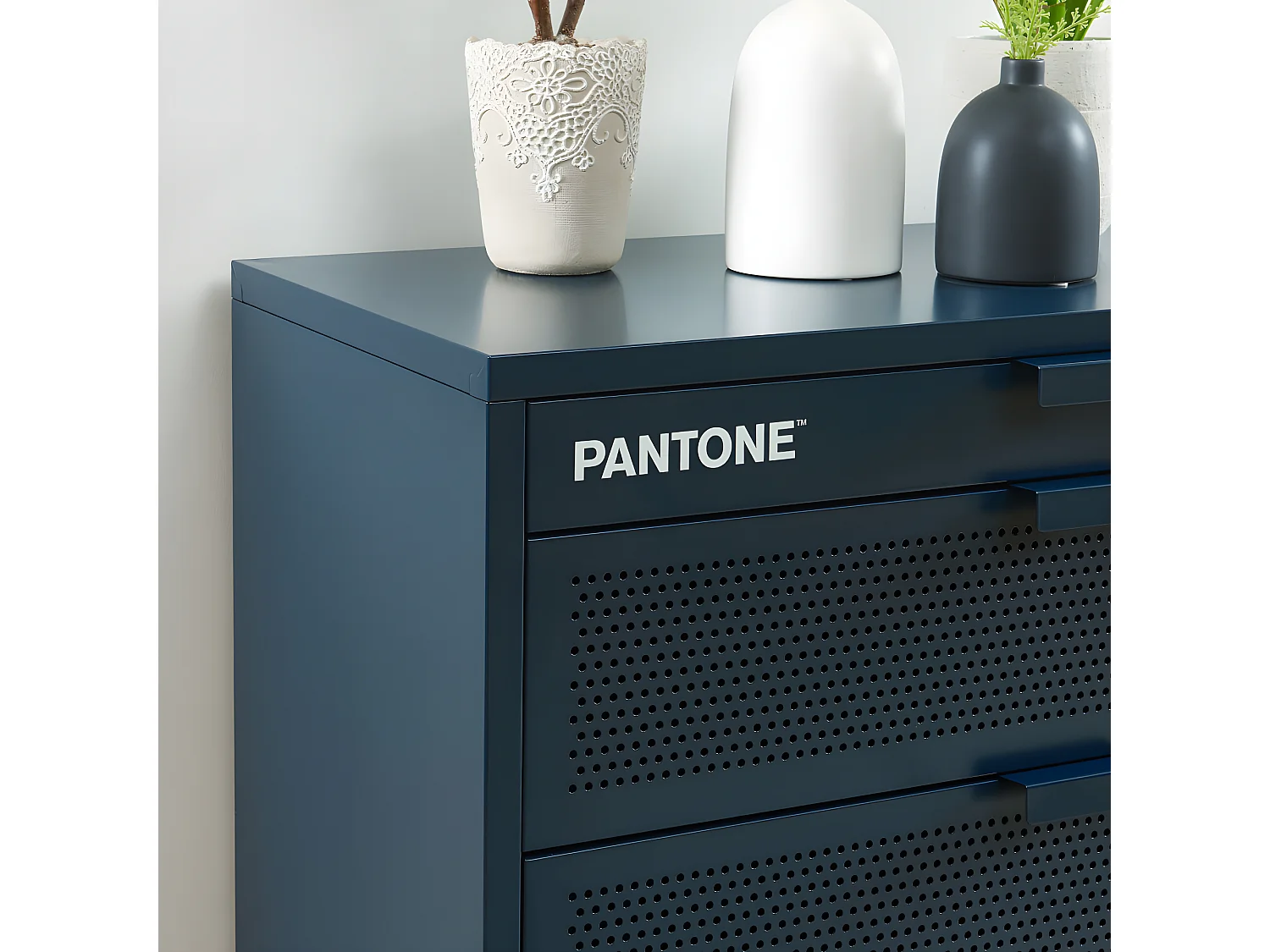 Nino - Commode 4 tiroirs en métal PANTONE L80cm - Bleu nuit