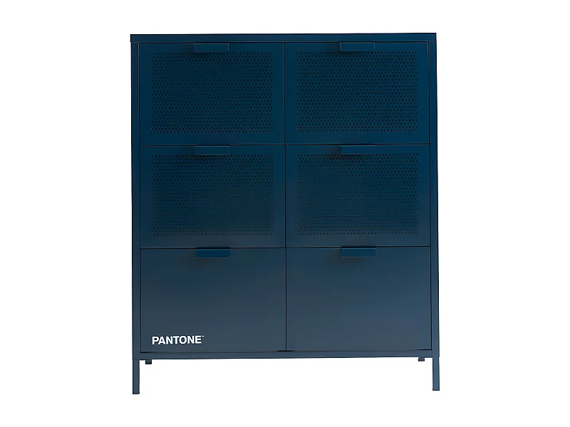 Nino - Commode 6 tiroirs en métal PANTONE L90cm - Bleu nuit