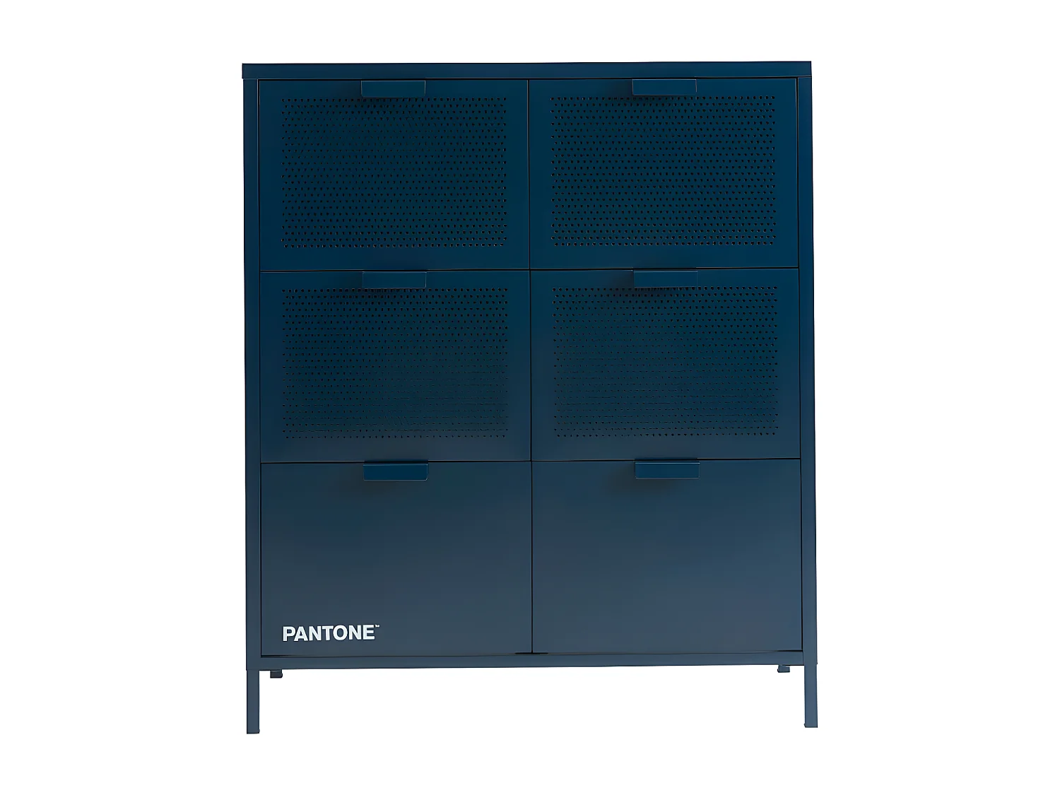 Nino - Commode 6 tiroirs en métal PANTONE L90cm - Bleu nuit