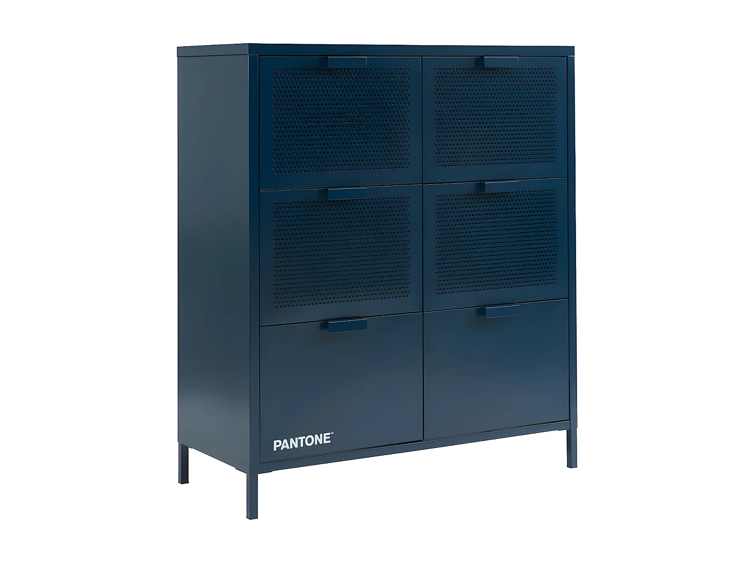 Nino - Commode 6 tiroirs en métal PANTONE L90cm - Bleu nuit