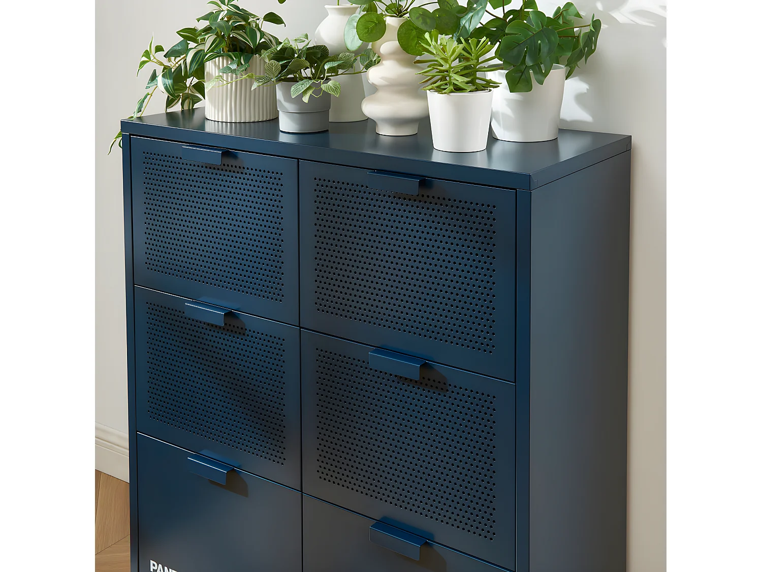 Nino - Commode 6 tiroirs en métal PANTONE L90cm - Bleu nuit