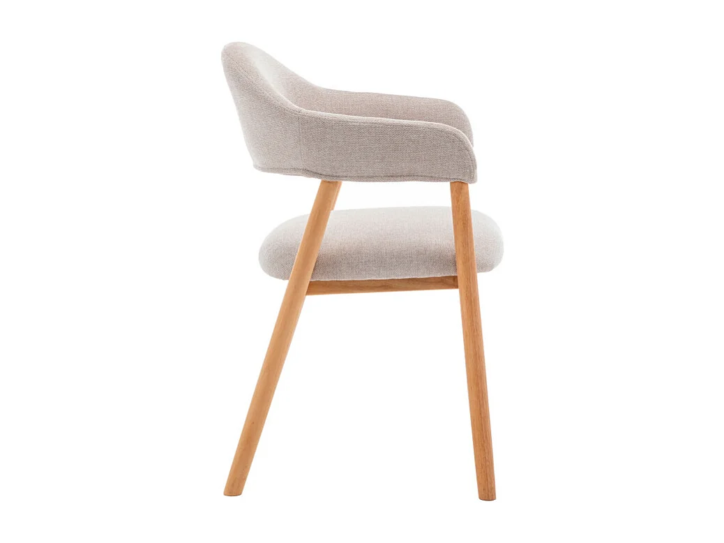 Marina - Lot de 2 fauteuils de table en tissu et bois - Beige