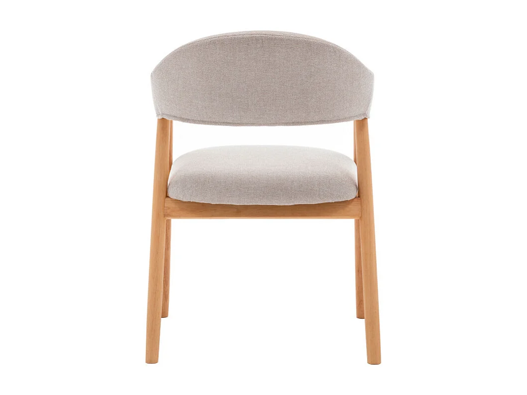 Marina - Lot de 2 fauteuils de table en tissu et bois - Beige