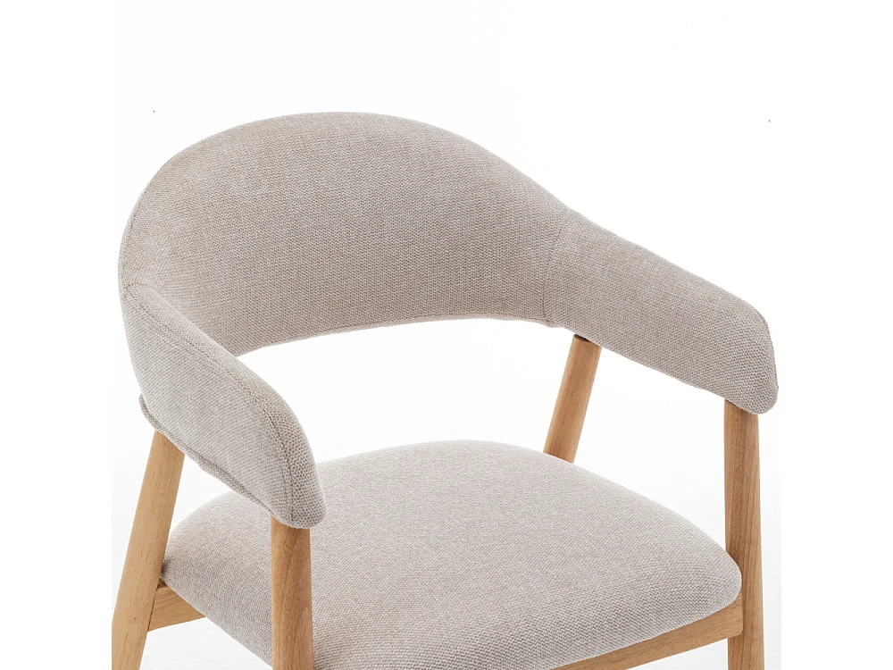 Marina - Lot de 2 fauteuils de table en tissu et bois - Beige