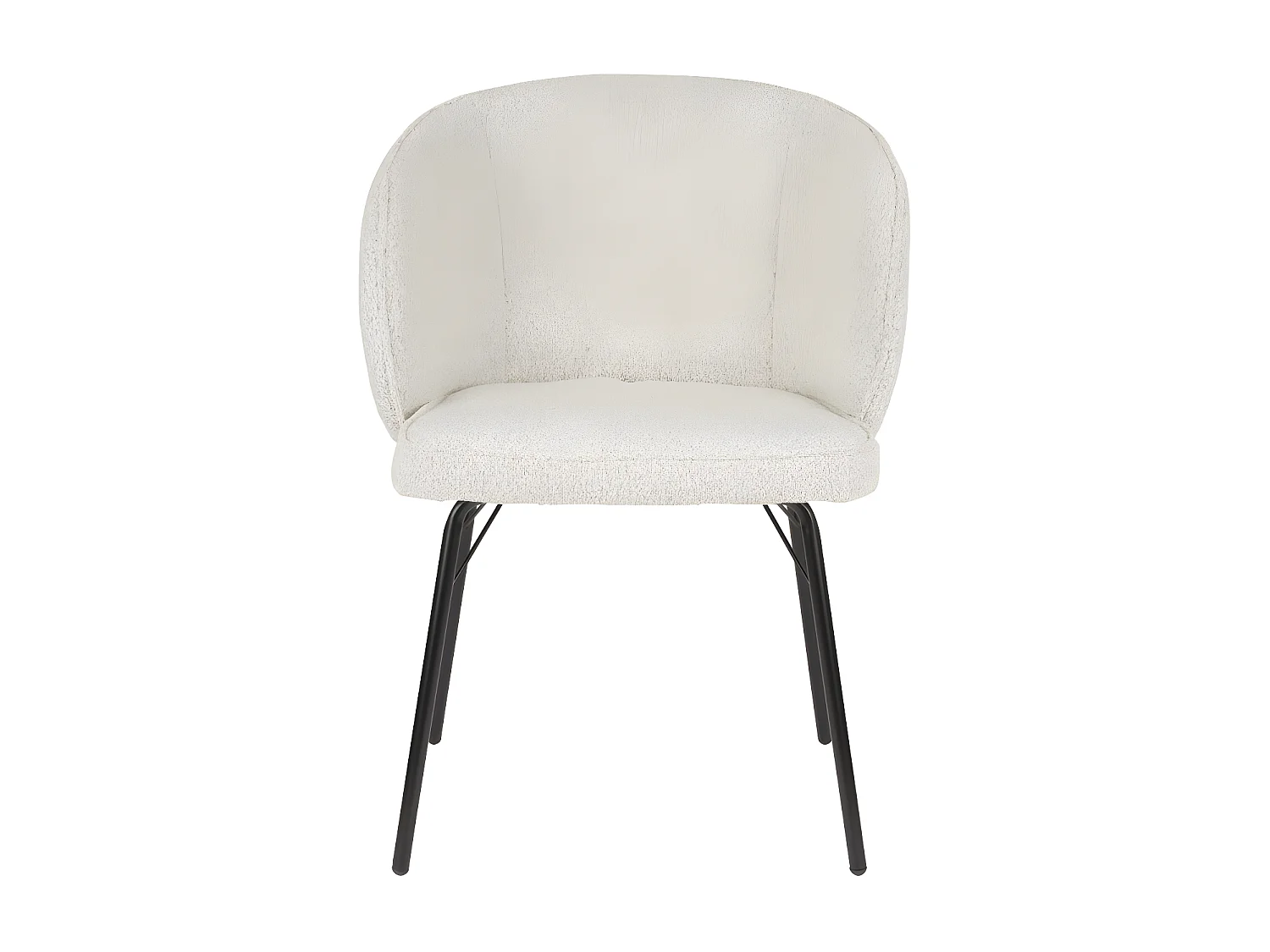 Joa - Lot de 2 fauteuils de table en tissu bouclette et métal - Beige