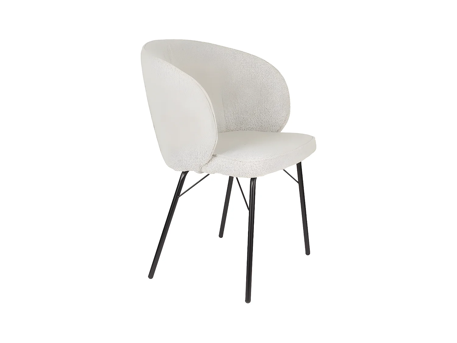 Joa - Lot de 2 fauteuils de table en tissu bouclette et métal - Beige