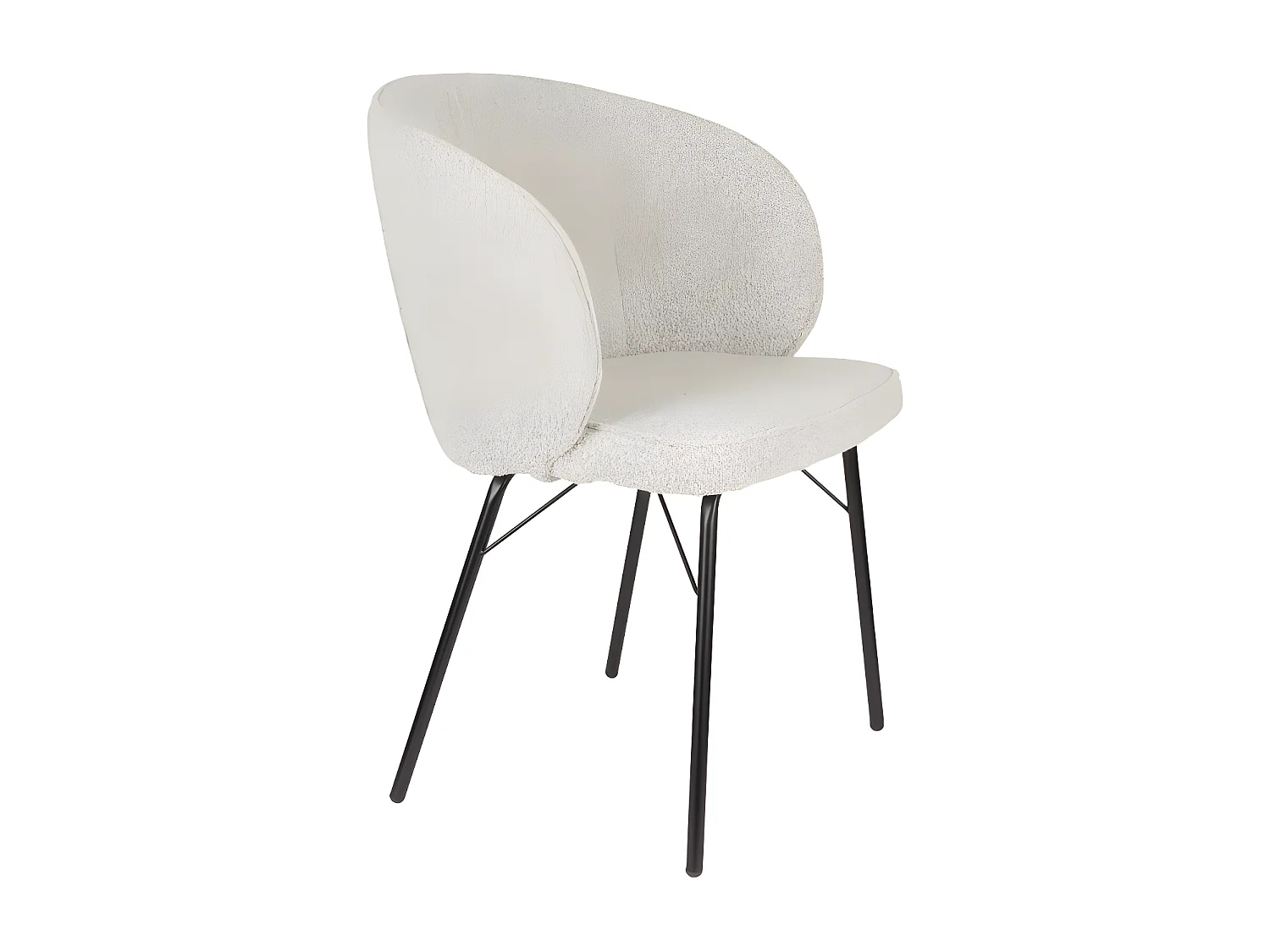 Joa - Lot de 2 fauteuils de table en tissu bouclette et métal - Beige