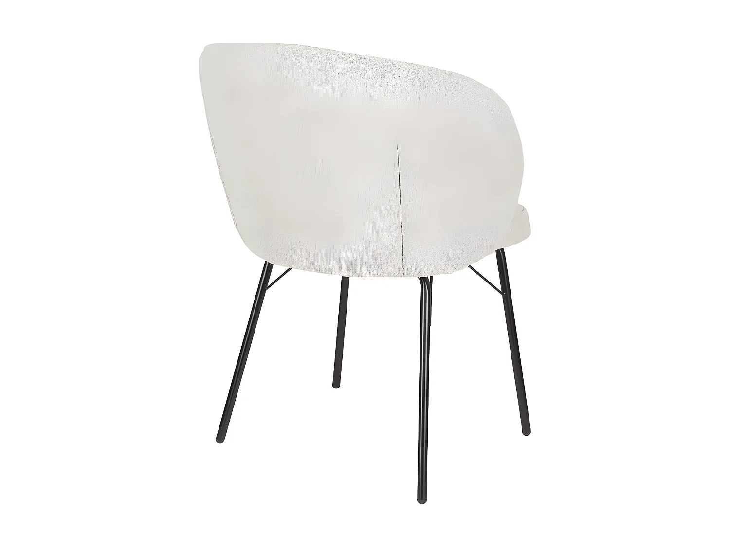 Joa - Lot de 2 fauteuils de table en tissu bouclette et métal - Beige