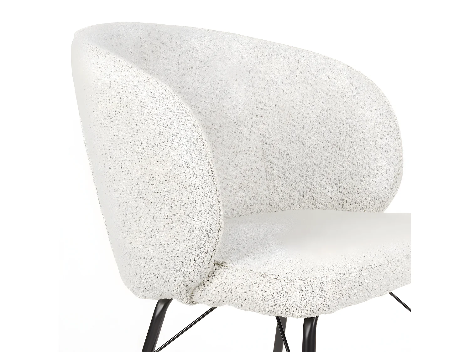 Joa - Lot de 2 fauteuils de table en tissu bouclette et métal - Beige