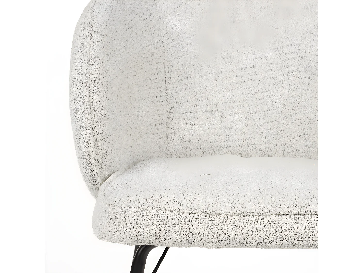 Joa - Lot de 2 fauteuils de table en tissu bouclette et métal - Beige