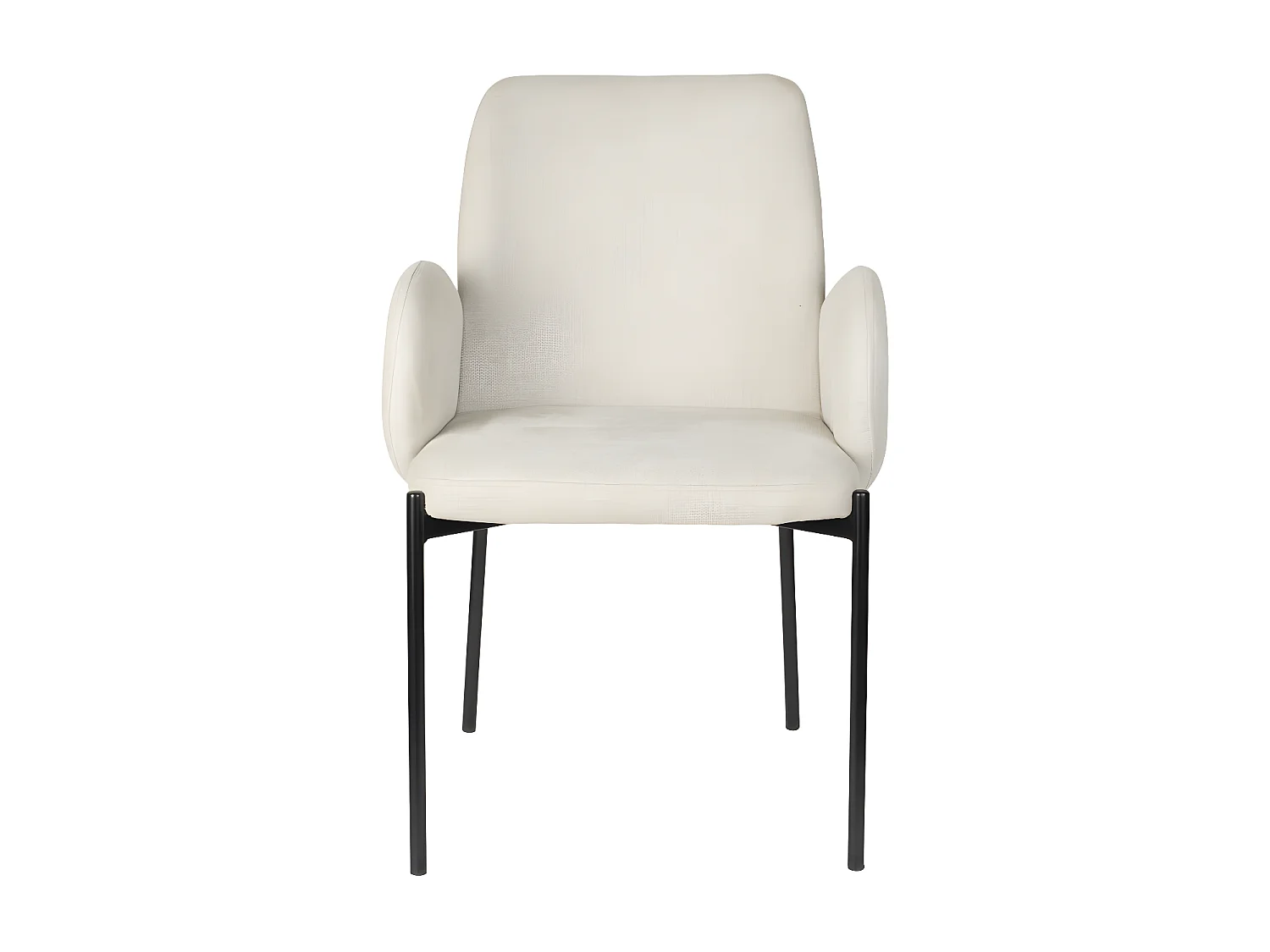 Tjarda - Lot de 2 fauteuils de table en tissu et métal - Écru