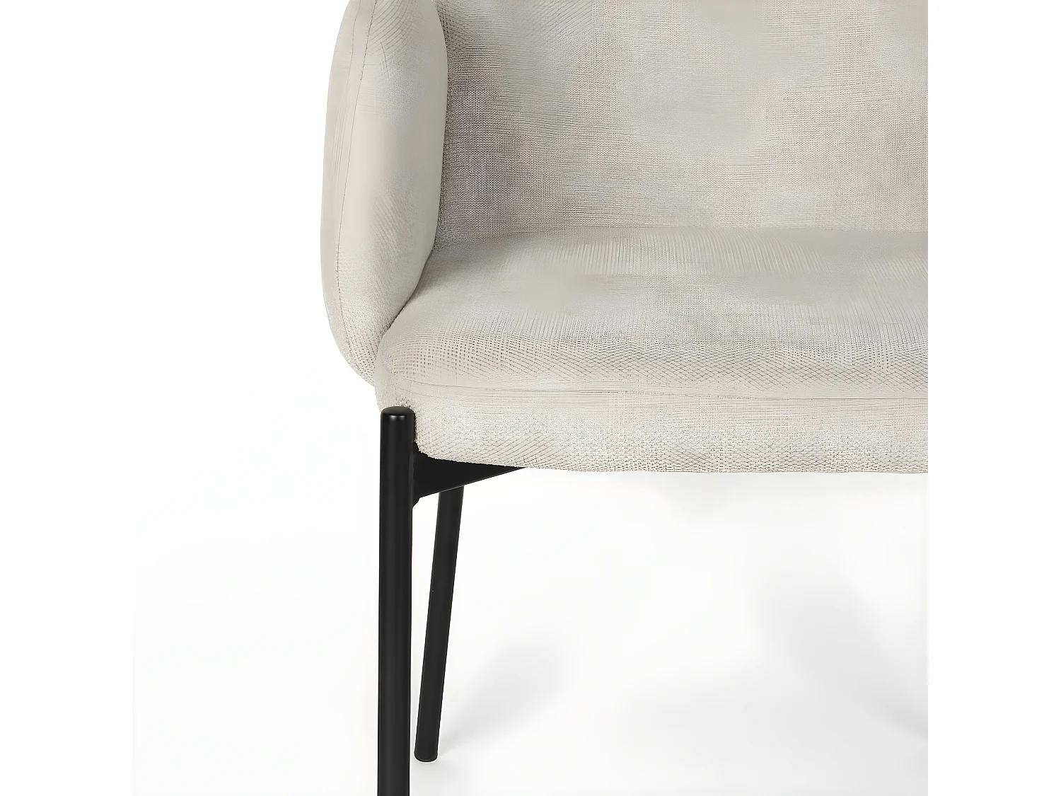 Tjarda - Lot de 2 fauteuils de table en tissu et métal - Écru