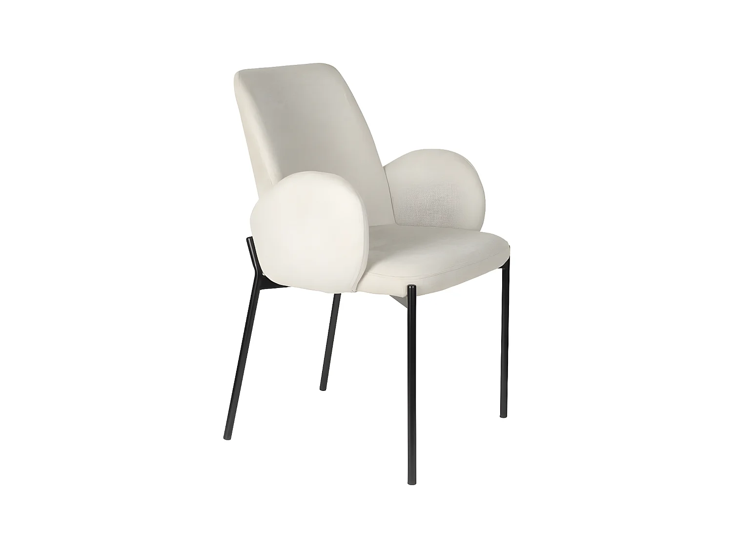 Tjarda - Lot de 2 fauteuils de table en tissu et métal - Écru