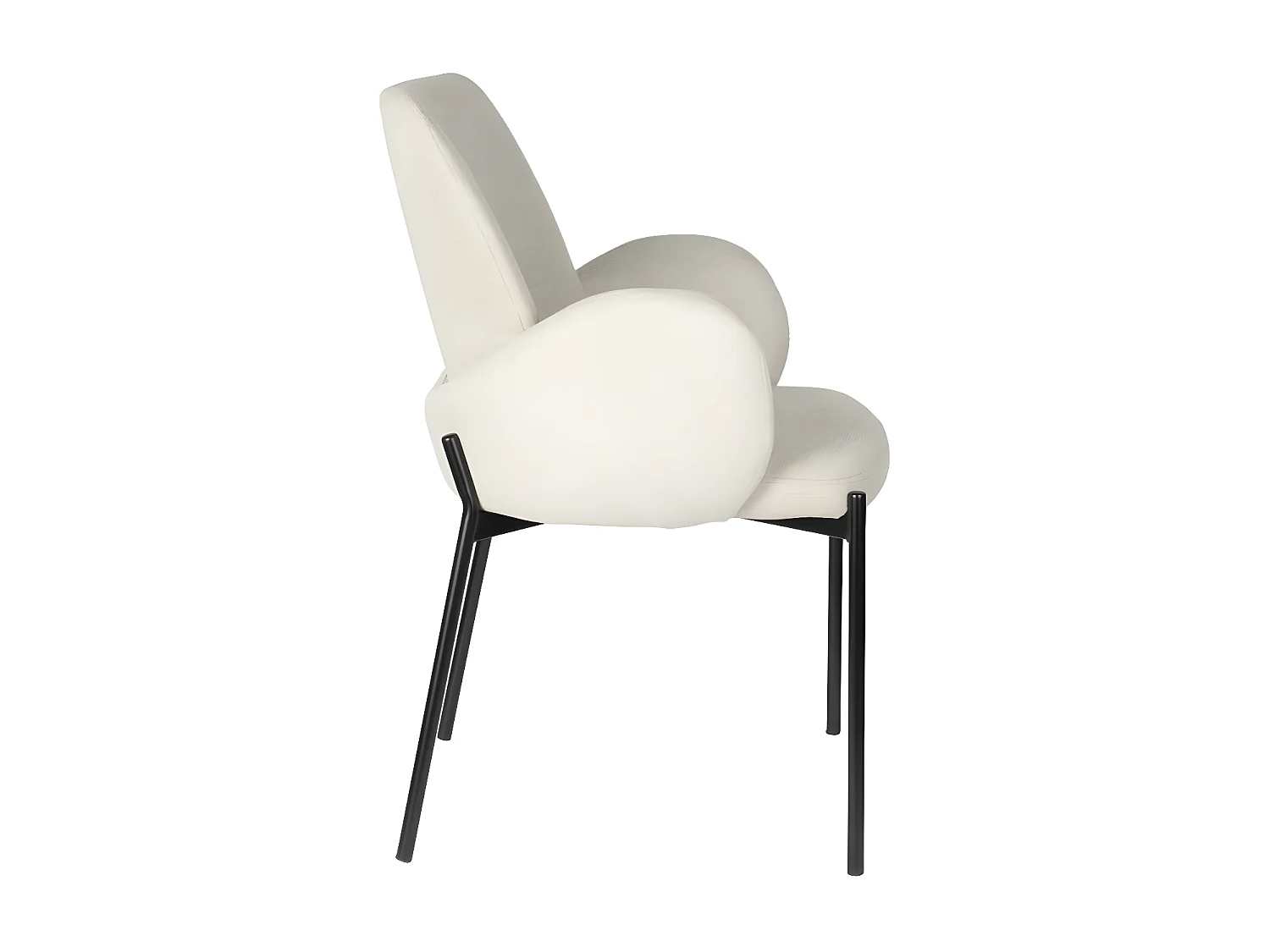 Tjarda - Lot de 2 fauteuils de table en tissu et métal - Écru