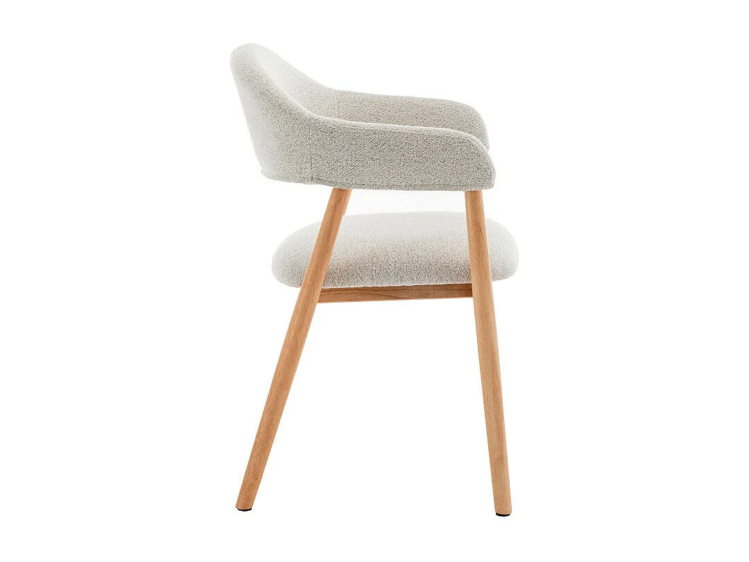 Marina - Lot de 2 fauteuils de table en tissu bouclette et bois - Beige