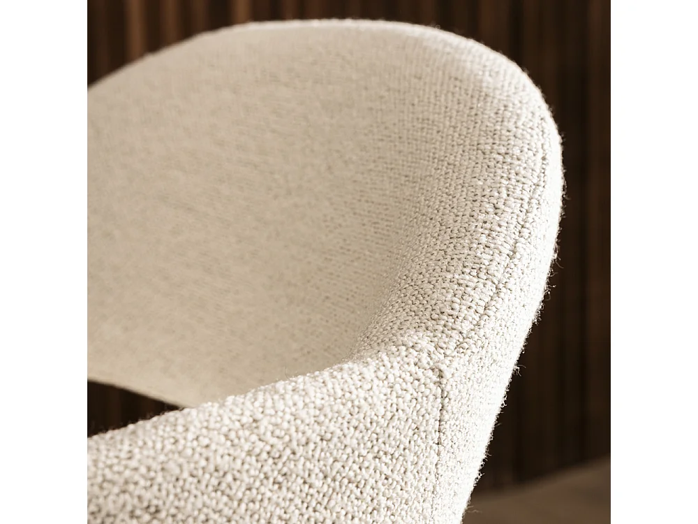 Marina - Lot de 2 fauteuils de table en tissu bouclette et bois - Beige