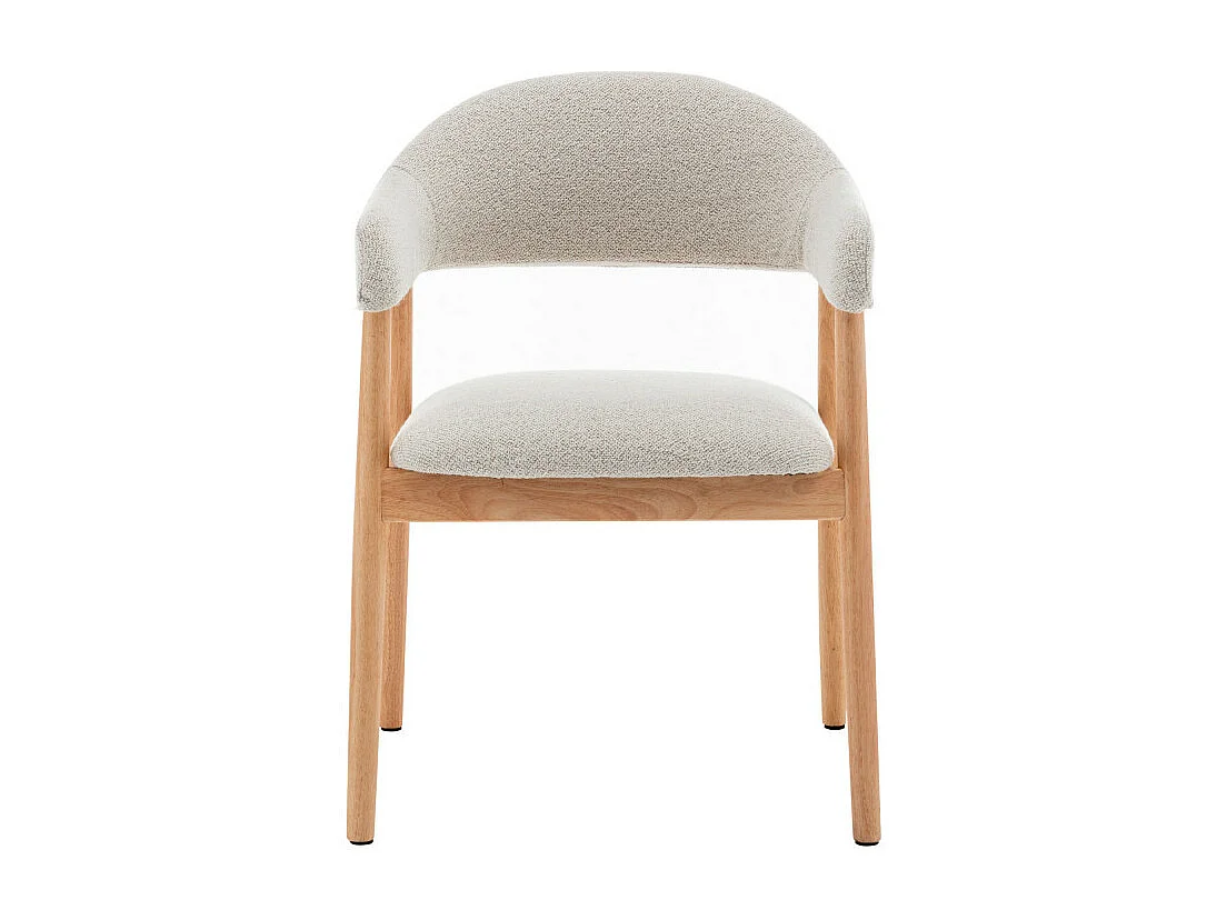 Marina - Lot de 2 fauteuils de table en tissu bouclette et bois - Beige