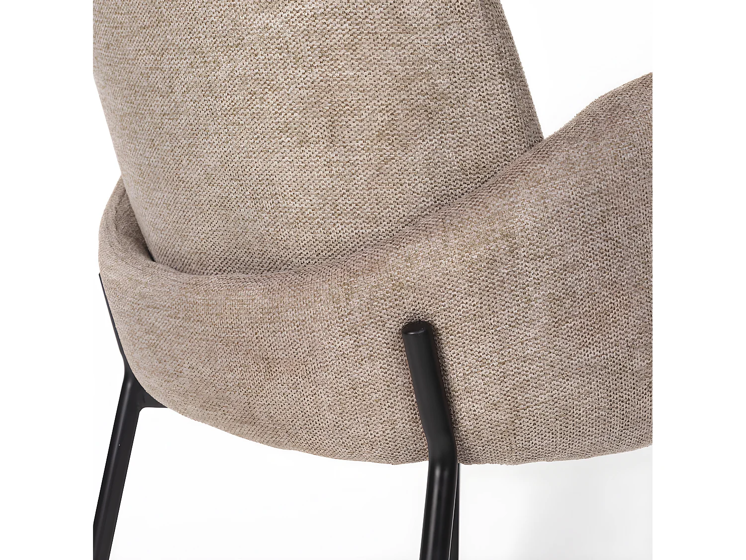 Tjarda - Lot de 2 fauteuils de table en tissu et métal - Taupe