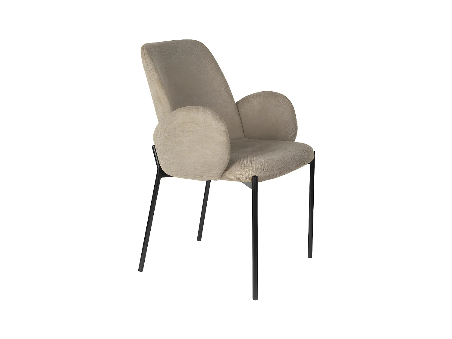 Tjarda - Lot de 2 fauteuils de table en tissu et métal - Taupe